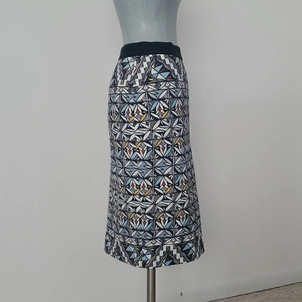 Tory Burch | Riviera Blue Acoma Stretch Geometric Skirt